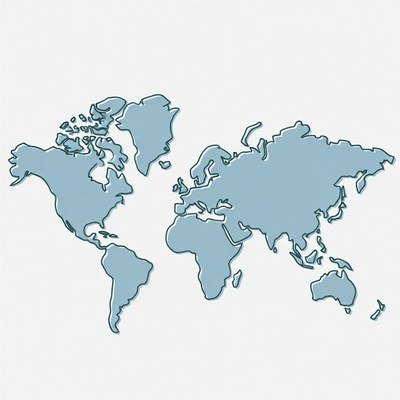 Blue World Map Outline