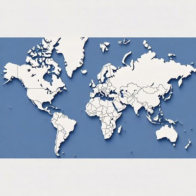 White Outline World Map