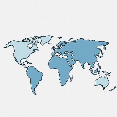 Blue World Map Outline