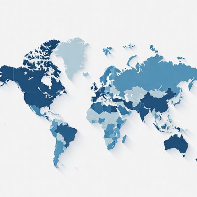 Shaded Blue World Map