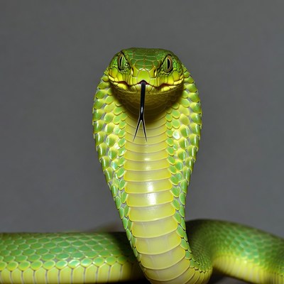 Green viper snake close-up