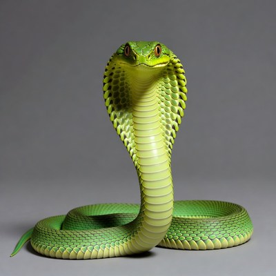 Green cobra snake hood raised