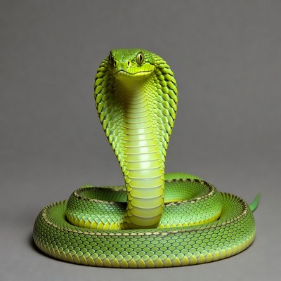 Green cobra snake hood raised