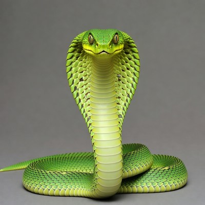 Green cobra snake hood raised