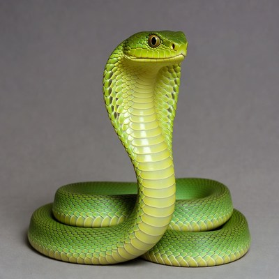 Green cobra snake hood raised