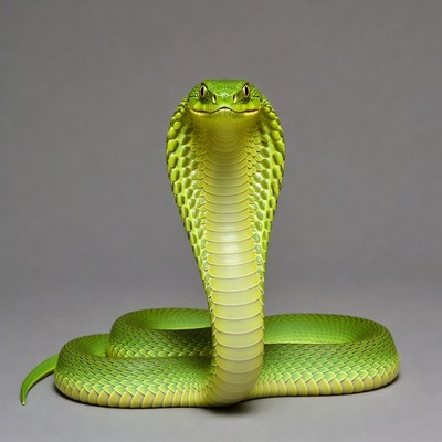 Green cobra snake hood raised