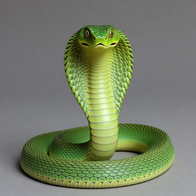 Green spitting cobra hood raised