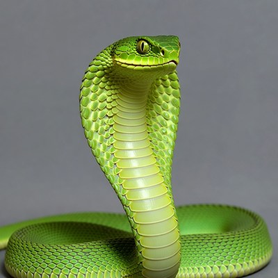 Green cobra snake hood raised