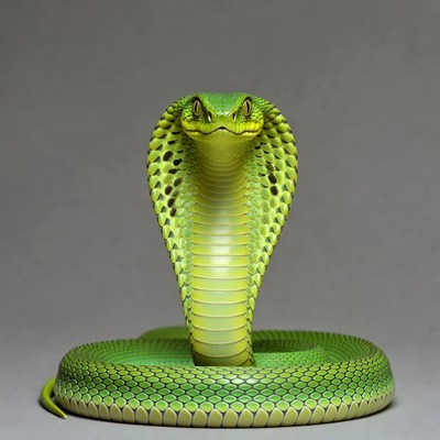 Green cobra with hood raised