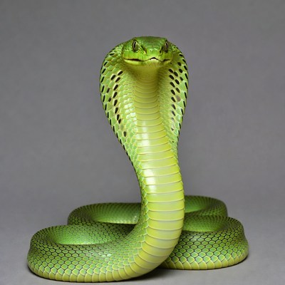 Green cobra snake hood raised