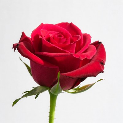 Red Rose on White Background