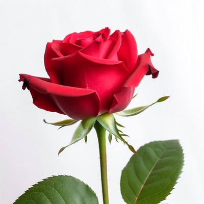 Red Rose on White Background