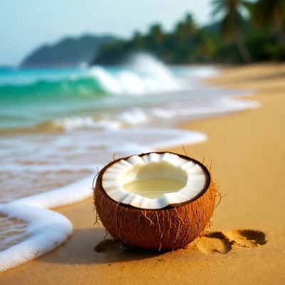 Coconut on Tropical Beach