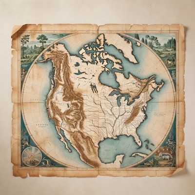 Vintage North America Map