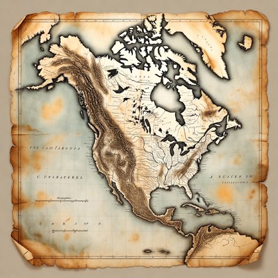 Vintage North America Map