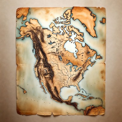 Vintage North America Map