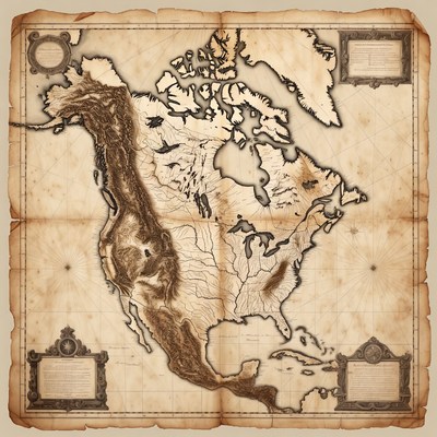Vintage North America Map