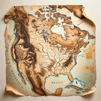 Vintage North America Map