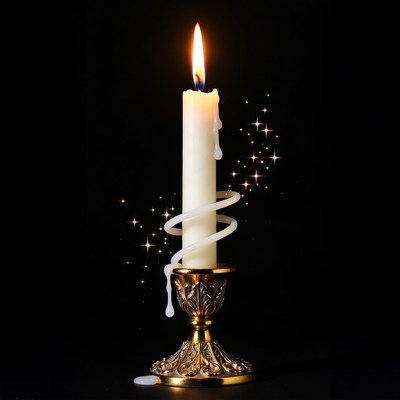 White Candle on Golden Candlestick