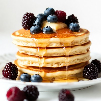 Pancakes with Blueberries and Blackberries