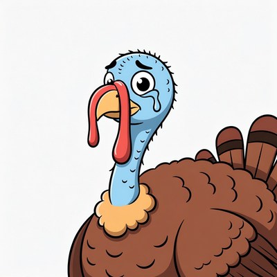 Cartoon turkey crying isolated