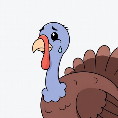 Crying cartoon turkey illustration