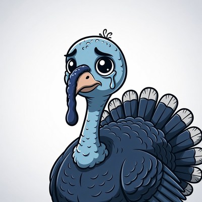 Crying Blue Turkey Cartoon