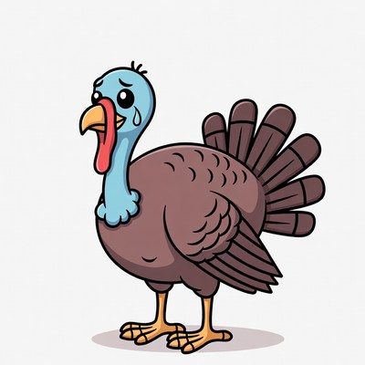 Crying cartoon turkey illustration
