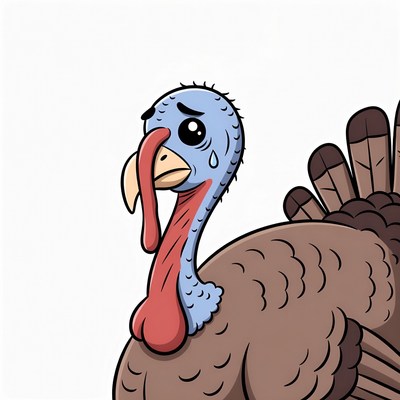 Sad cartoon turkey crying