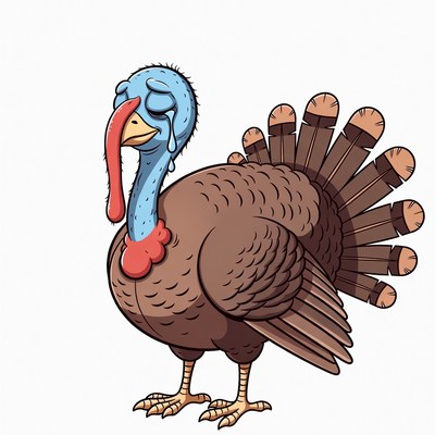 Crying cartoon turkey illustration