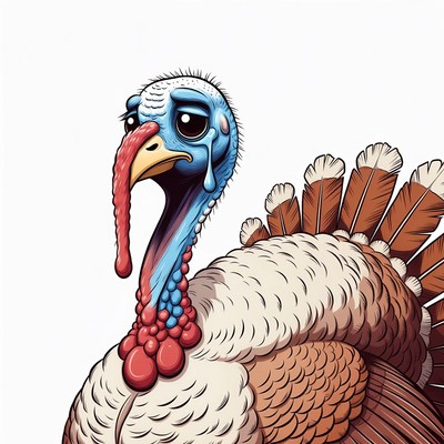 Sad crying turkey illustration
