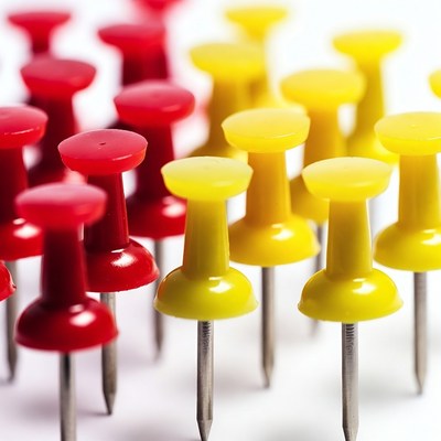 Red and Yellow Push Pins
