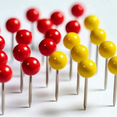 Red and Yellow Push Pins