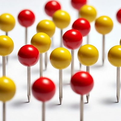 Red and Yellow Push Pins