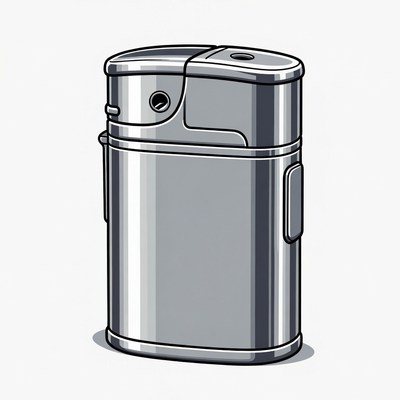 Silver flip-top lighter illustration