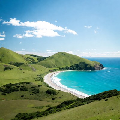 Green Hills Overlooking Turquoise Bay Beach