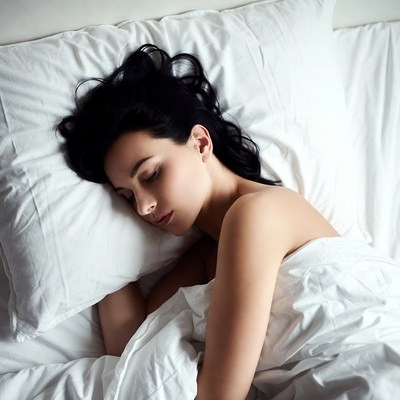 Beautiful woman sleeping nude in bed