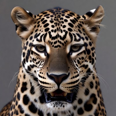 Close-up leopard snarling face