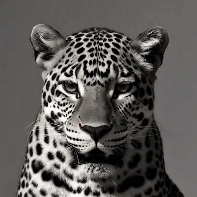 Black and White Leopard Portrait