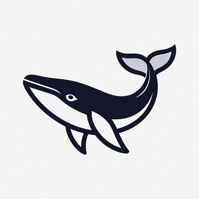 Black line art whale illustration
