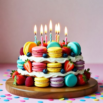 Colorful Macaron Birthday Cake