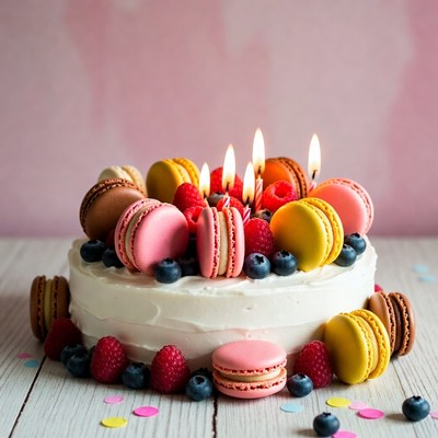 Macaron Cake with Candles