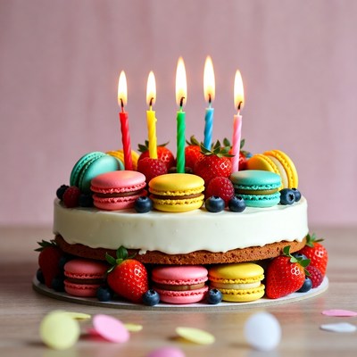 Colorful Macaron Birthday Cake