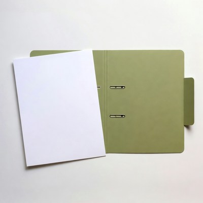 Open Green Folder with Blank Paper
