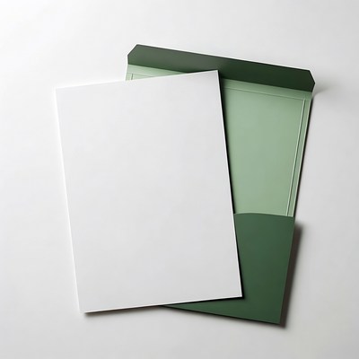 White Card in Green Envelope