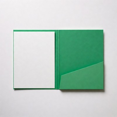 Open Green Folder with Blank Paper