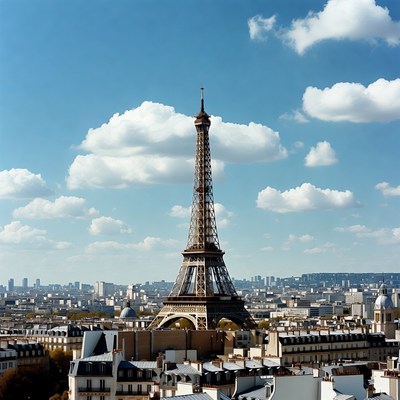 Eiffel Tower over Paris skyline