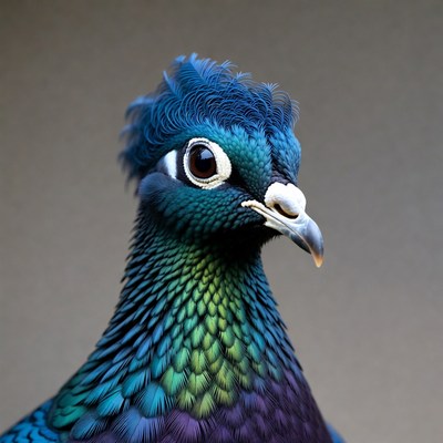 Closeup of Crested Blue Pheasant