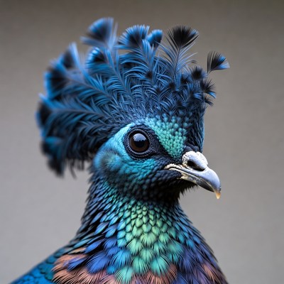 Closeup of blue pheasant bird