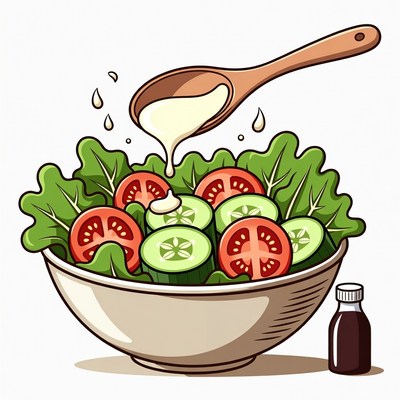 Salad with Dressing Spoon